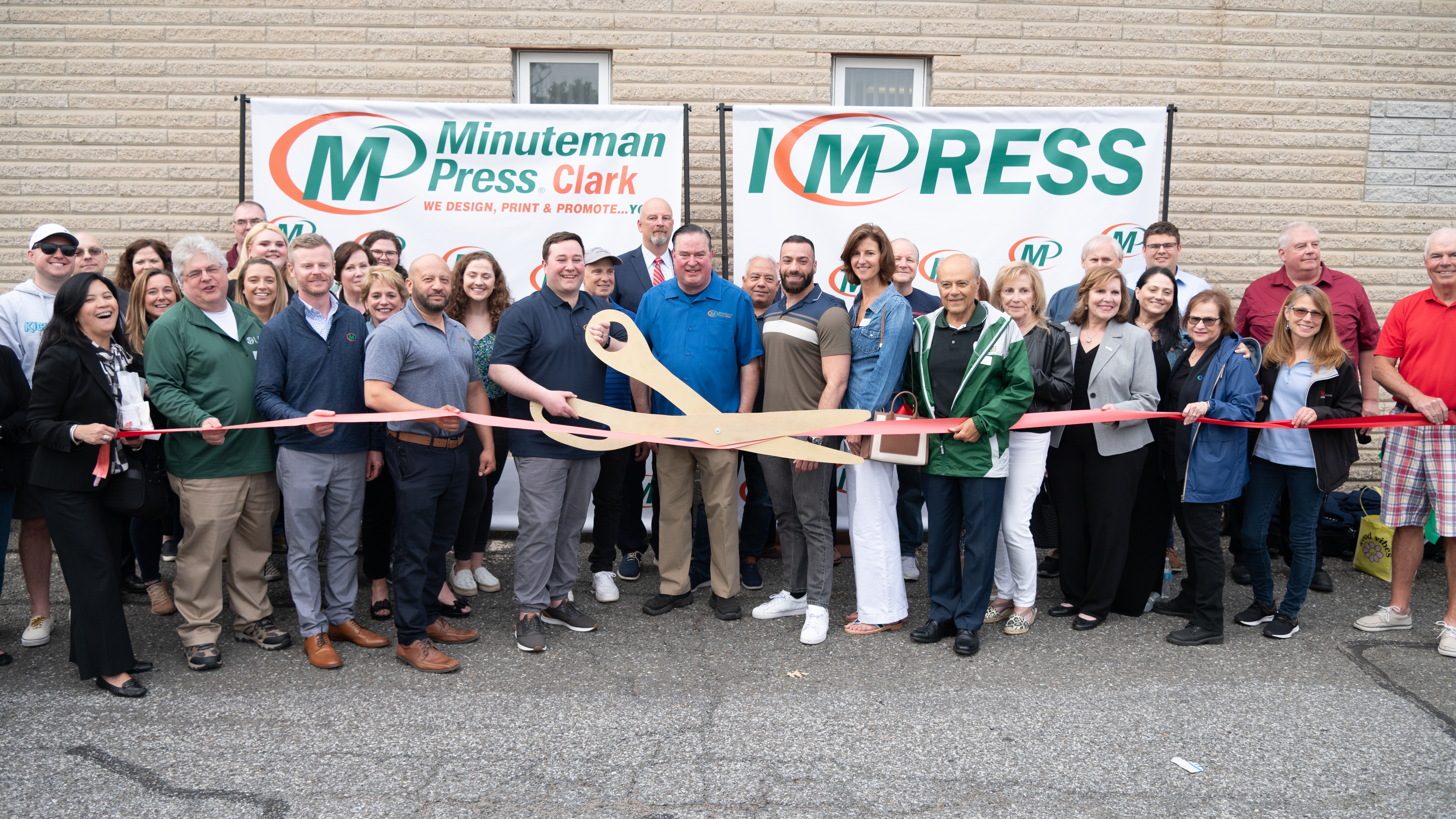 Minuteman Press franchise, Clark, NJ Grand Opening Event  Ribbon-Cutting Photo.