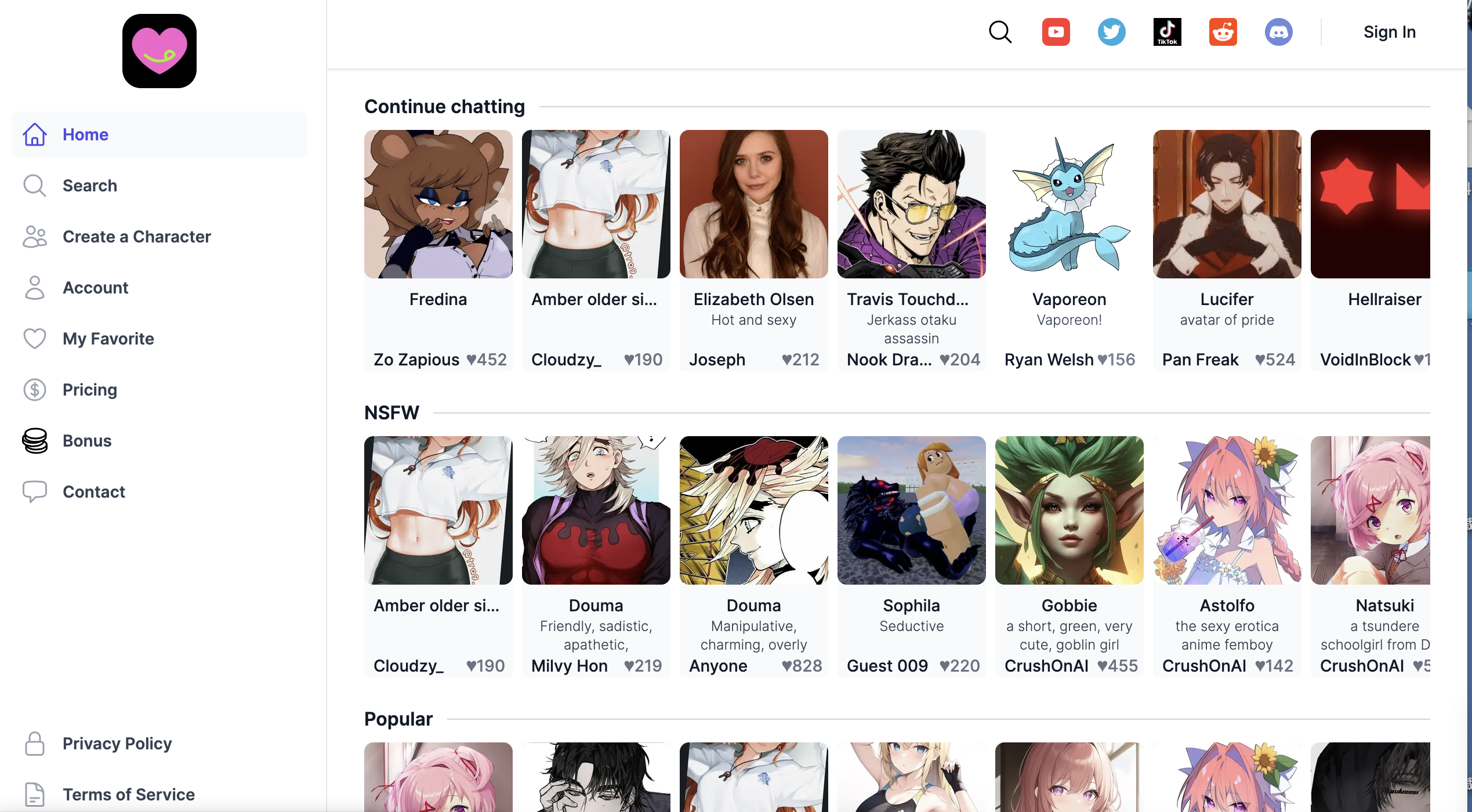 Homepage of CrushonAI NSFW AI Chat