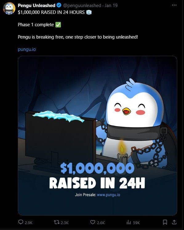 New memecoin Pengu Unleashed raise $1.5M in first day of presale